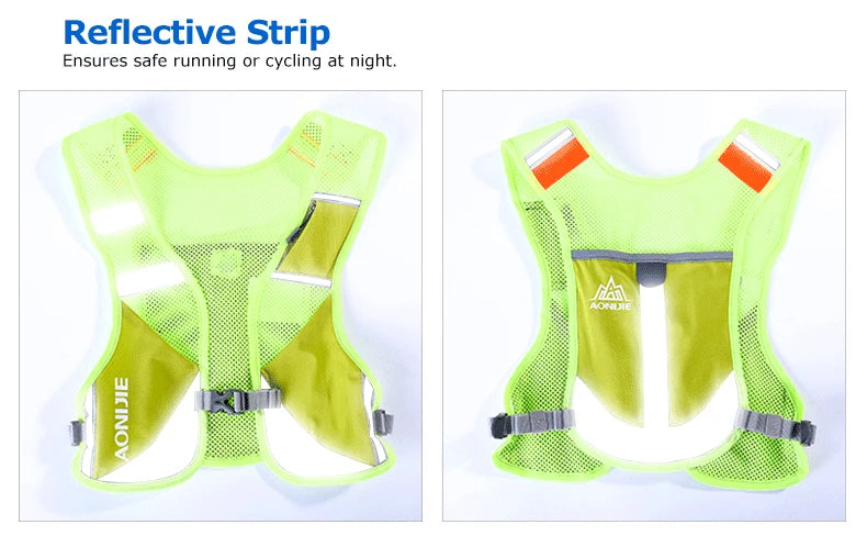 AONIJIE Reflective Night Running Vest Backpack Harness Water Bottle Trail Running Marathon Hiking Hydration Backpack Pack Bags