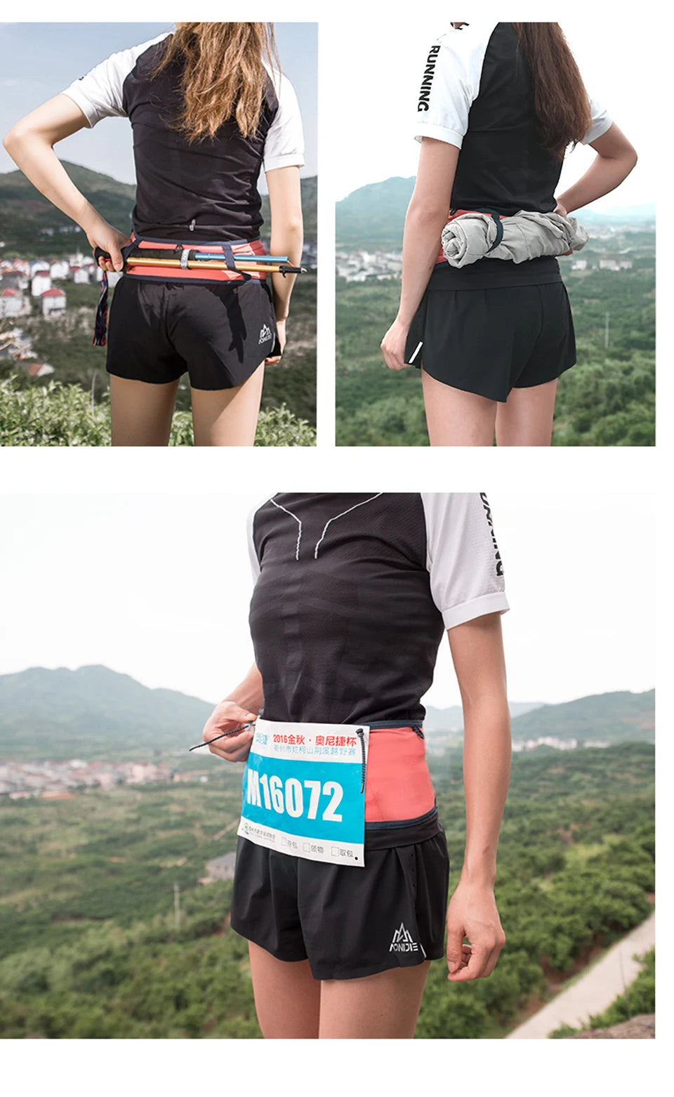 AONIJIE 4-Way Stretch Hydration Running Belt Waist Pack Travel Money Bag Trail Marathon Gym Workout Fitness Mobile Phone Holder