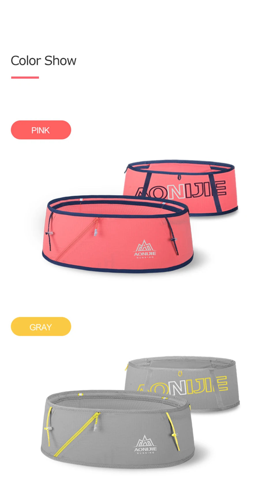 AONIJIE 4-Way Stretch Hydration Running Belt Waist Pack Travel Money Bag Trail Marathon Gym Workout Fitness Mobile Phone Holder
