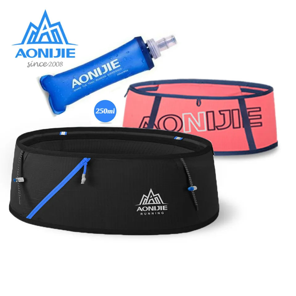 AONIJIE 4-Way Stretch Hydration Running Belt Waist Pack Travel Money Bag Trail Marathon Gym Workout Fitness Mobile Phone Holder