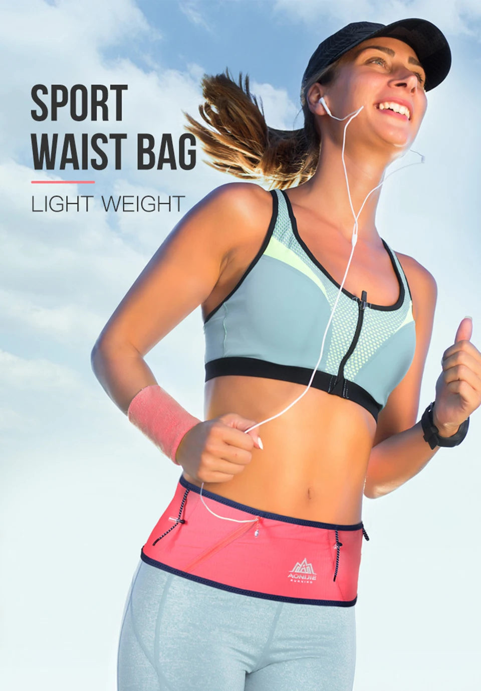 AONIJIE 4-Way Stretch Hydration Running Belt Waist Pack Travel Money Bag Trail Marathon Gym Workout Fitness Mobile Phone Holder
