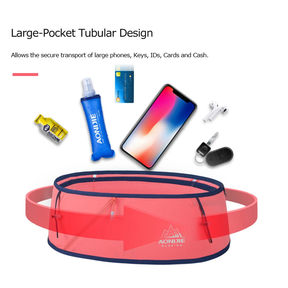 AONIJIE 4-Way Stretch Hydration Running Belt Waist Pack Travel Money Bag Trail Marathon Gym Workout Fitness Mobile Phone Holder