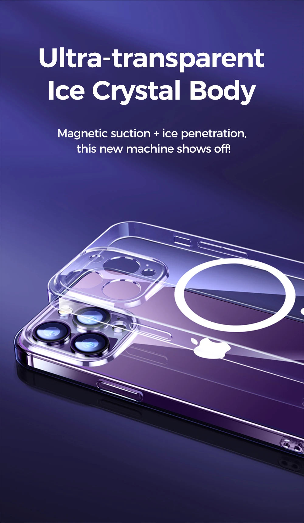 Joyroom Magnetic Case For iPhone 14, 12 Series Transparent Case Wireless Charger Magnet Cover