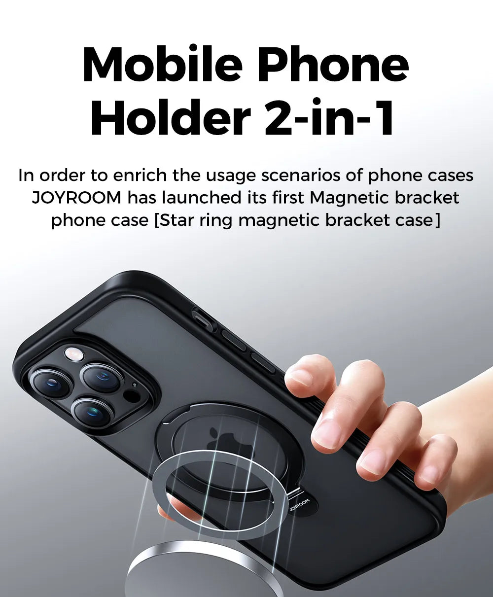 Joyroom Magnetic Phone Case for iPhone Frosted Ring Holder Phone Cover