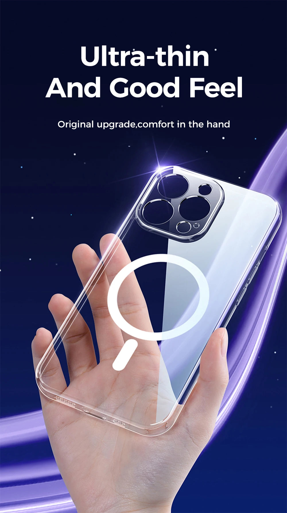 Joyroom Magnetic Case For iPhone 14, 12 Series Transparent Case Wireless Charger Magnet Cover