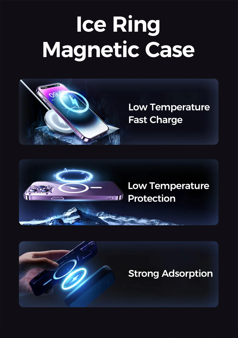 Joyroom Magnetic Case For iPhone 14, 12 Series Transparent Case Wireless Charger Magnet Cover