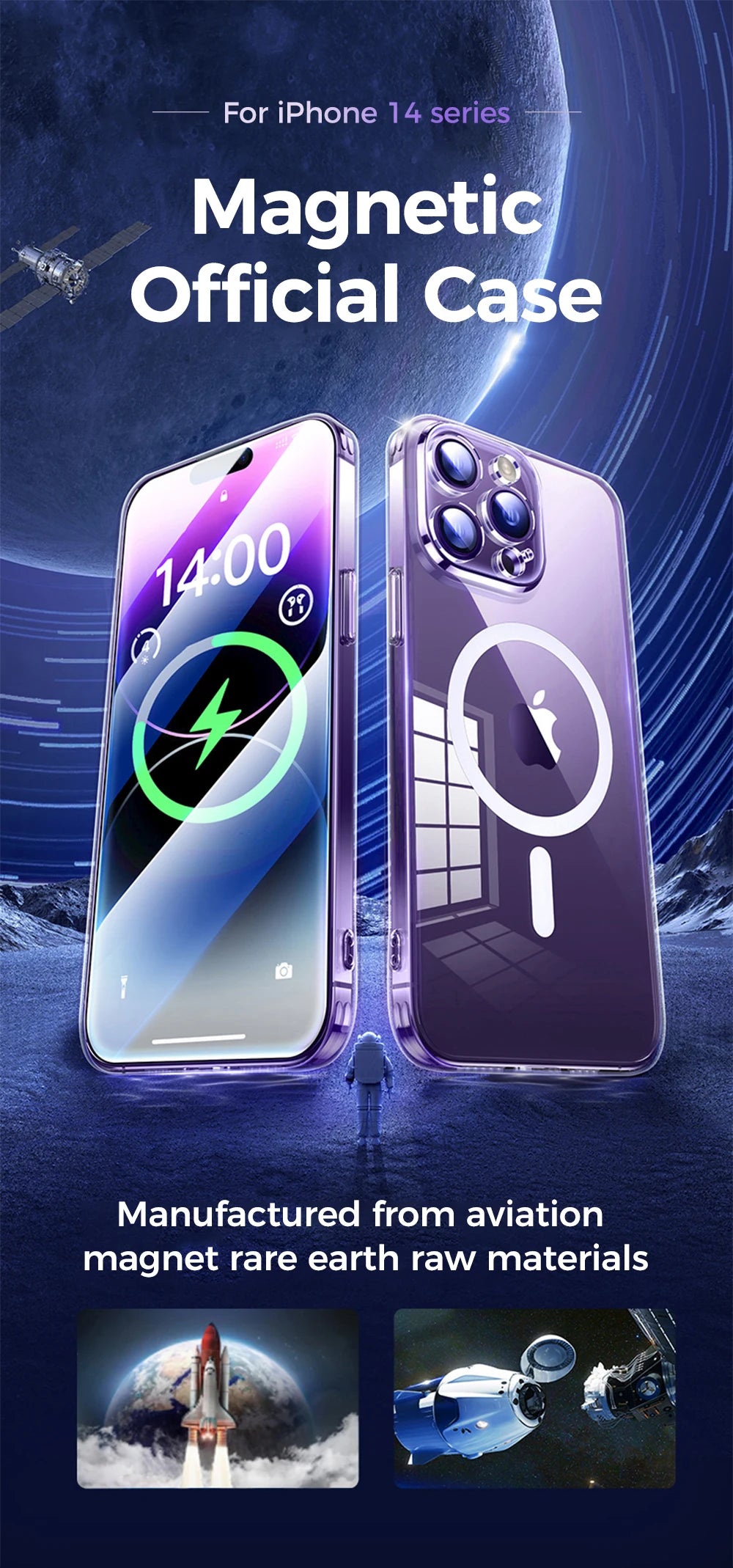 Joyroom Magnetic Case For iPhone 14, 12 Series Transparent Case Wireless Charger Magnet Cover