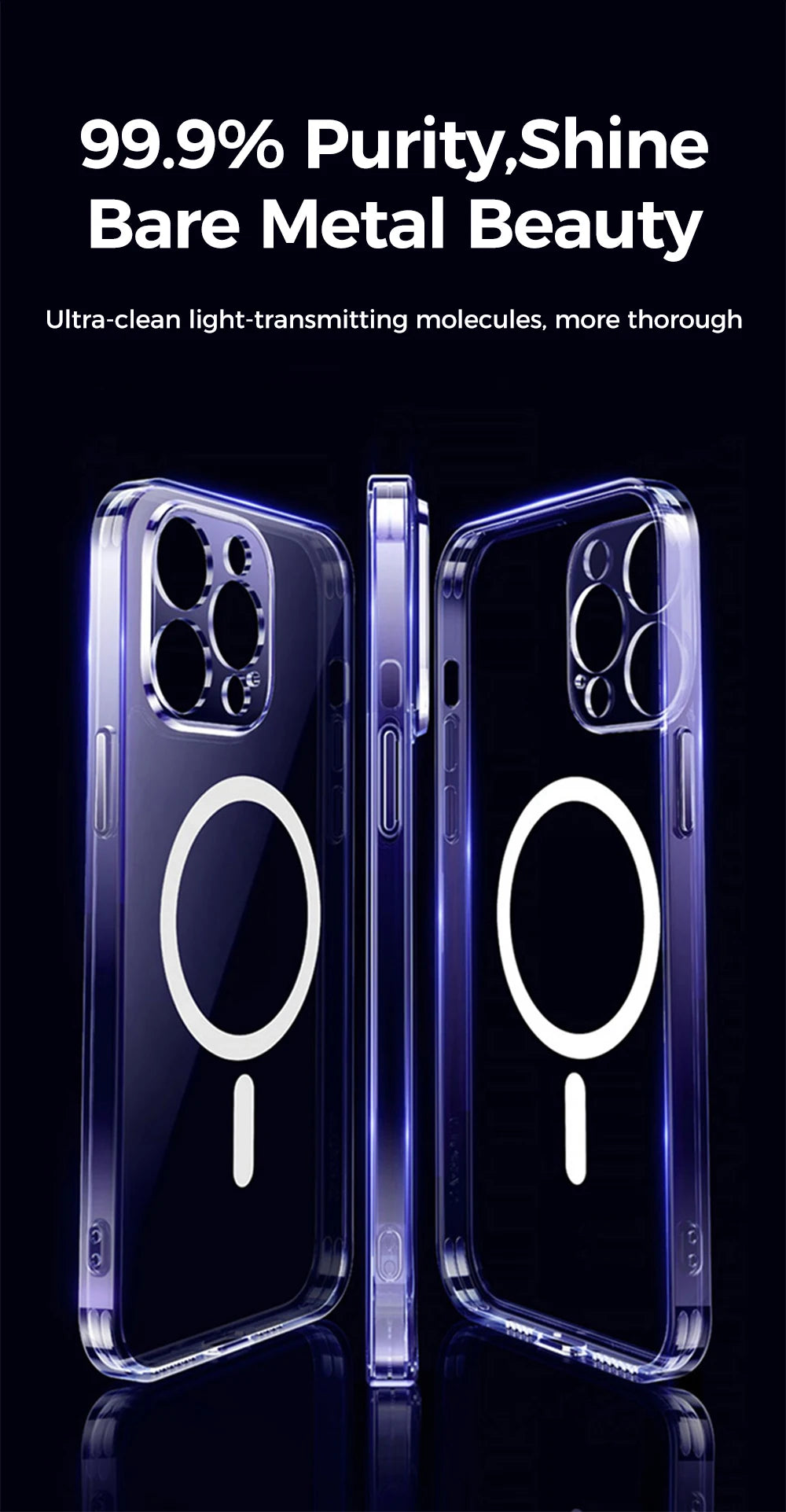 Joyroom Magnetic Case For iPhone 14, 12 Series Transparent Case Wireless Charger Magnet Cover
