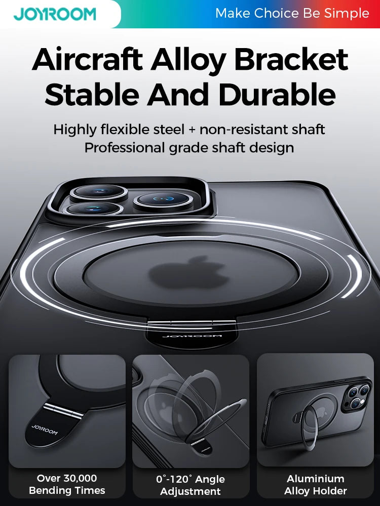 Joyroom Magnetic Phone Case for iPhone Frosted Ring Holder Phone Cover
