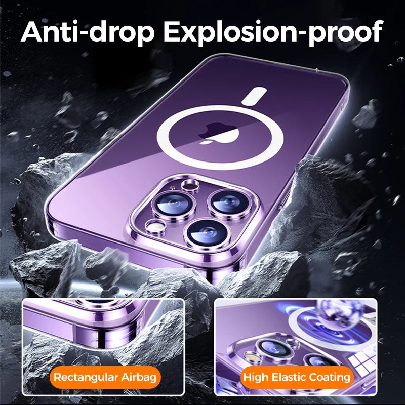 Joyroom Magnetic Case For iPhone 14, 12 Series Transparent Case Wireless Charger Magnet Cover