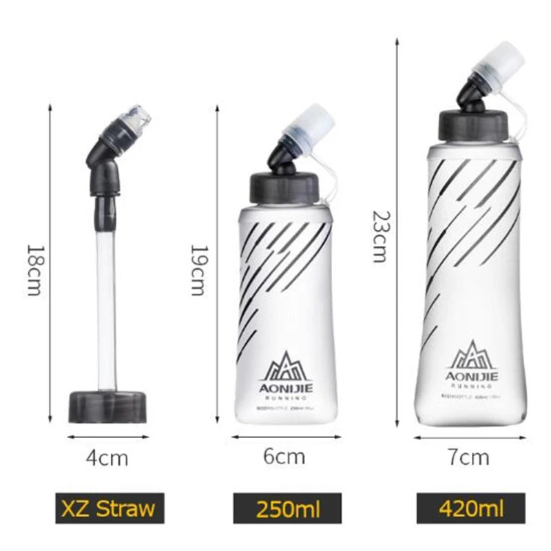 AONIJIE Foldable Soft Flask Hydration 250ml 420ml Water Bladder BPA Free Water Bottle for Running Outdoor Marathon Cycling Trail