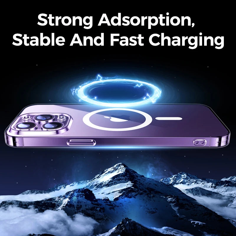 Joyroom Magnetic Case For iPhone 14, 12 Series Transparent Case Wireless Charger Magnet Cover