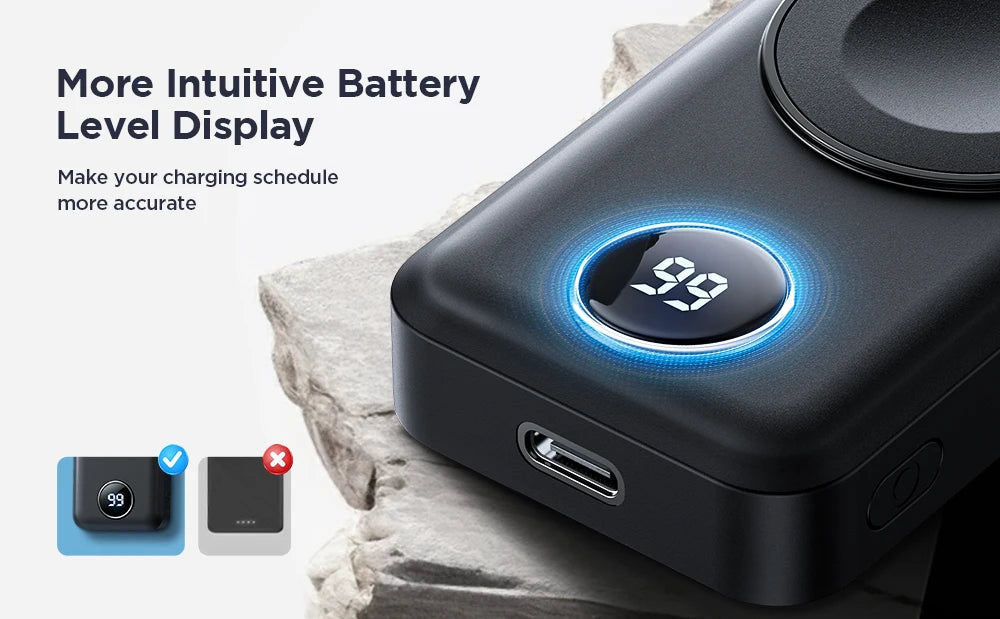 Joyroom 2000mAh Portable Wireless Charger: Magnetic Power Bank for Apple Watch Series 8/Ultra/SE/7/6/5/4/3/2