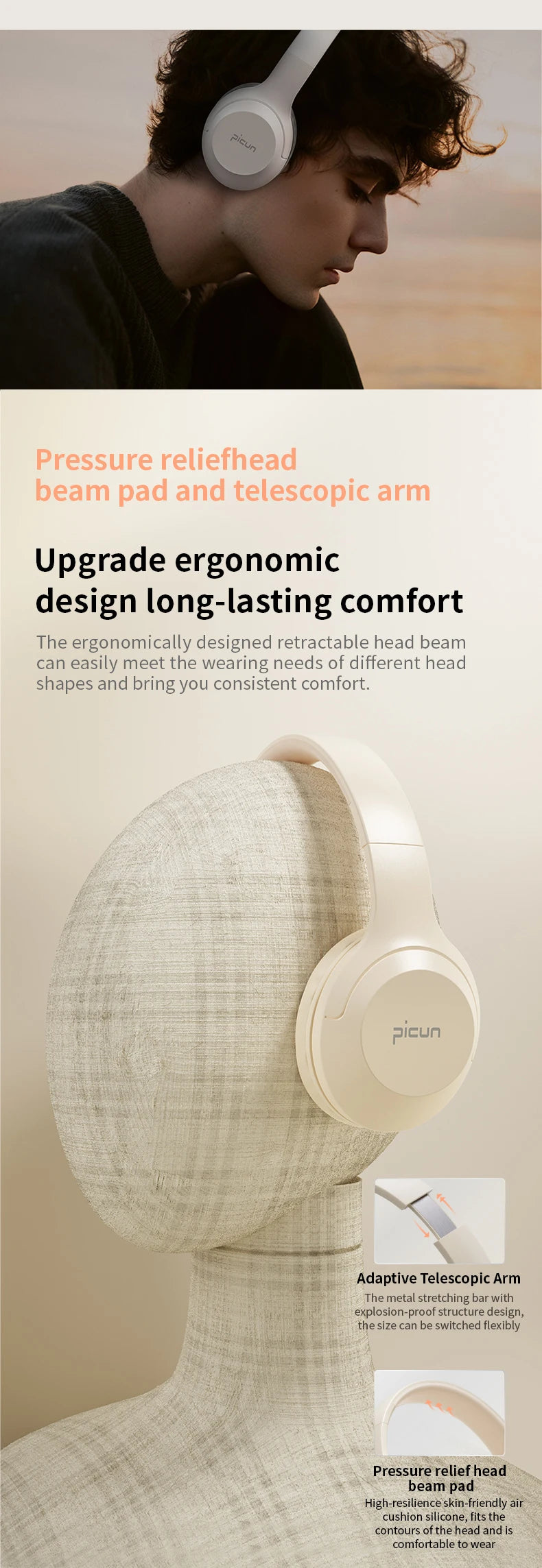 Picun B-01S Wireless Bluetooth Headphones