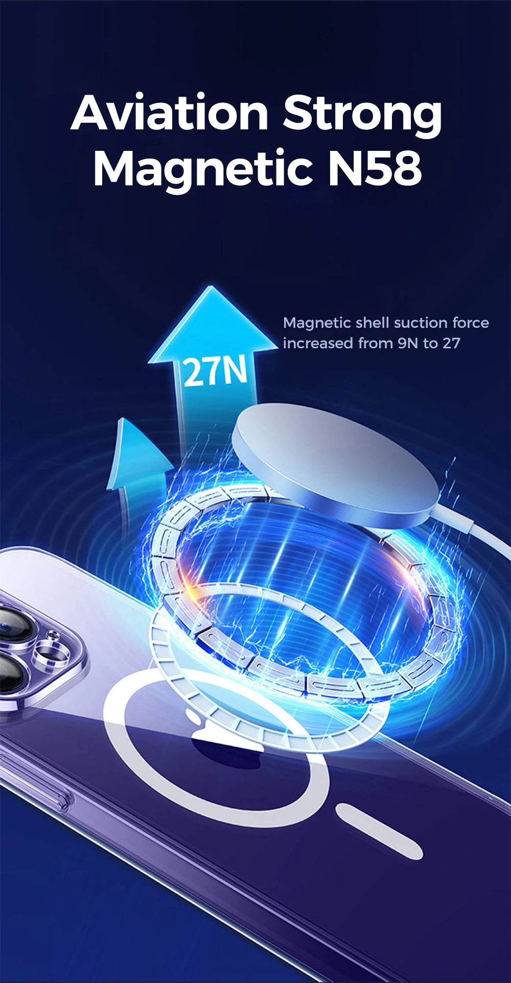 Joyroom Magnetic Case For iPhone 14, 12 Series Transparent Case Wireless Charger Magnet Cover