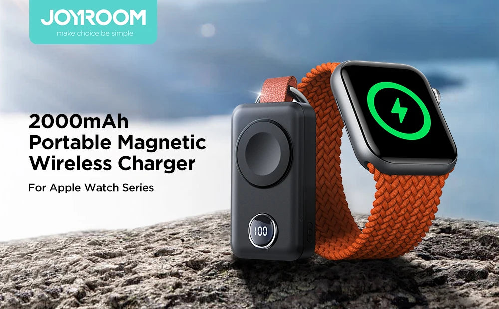 Joyroom 2000mAh Portable Wireless Charger: Magnetic Power Bank for Apple Watch Series 8/Ultra/SE/7/6/5/4/3/2