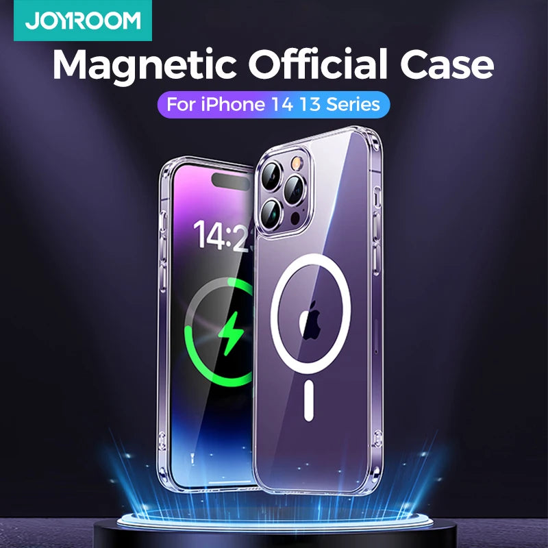 Joyroom Magnetic Case For iPhone 14, 12 Series Transparent Case Wireless Charger Magnet Cover