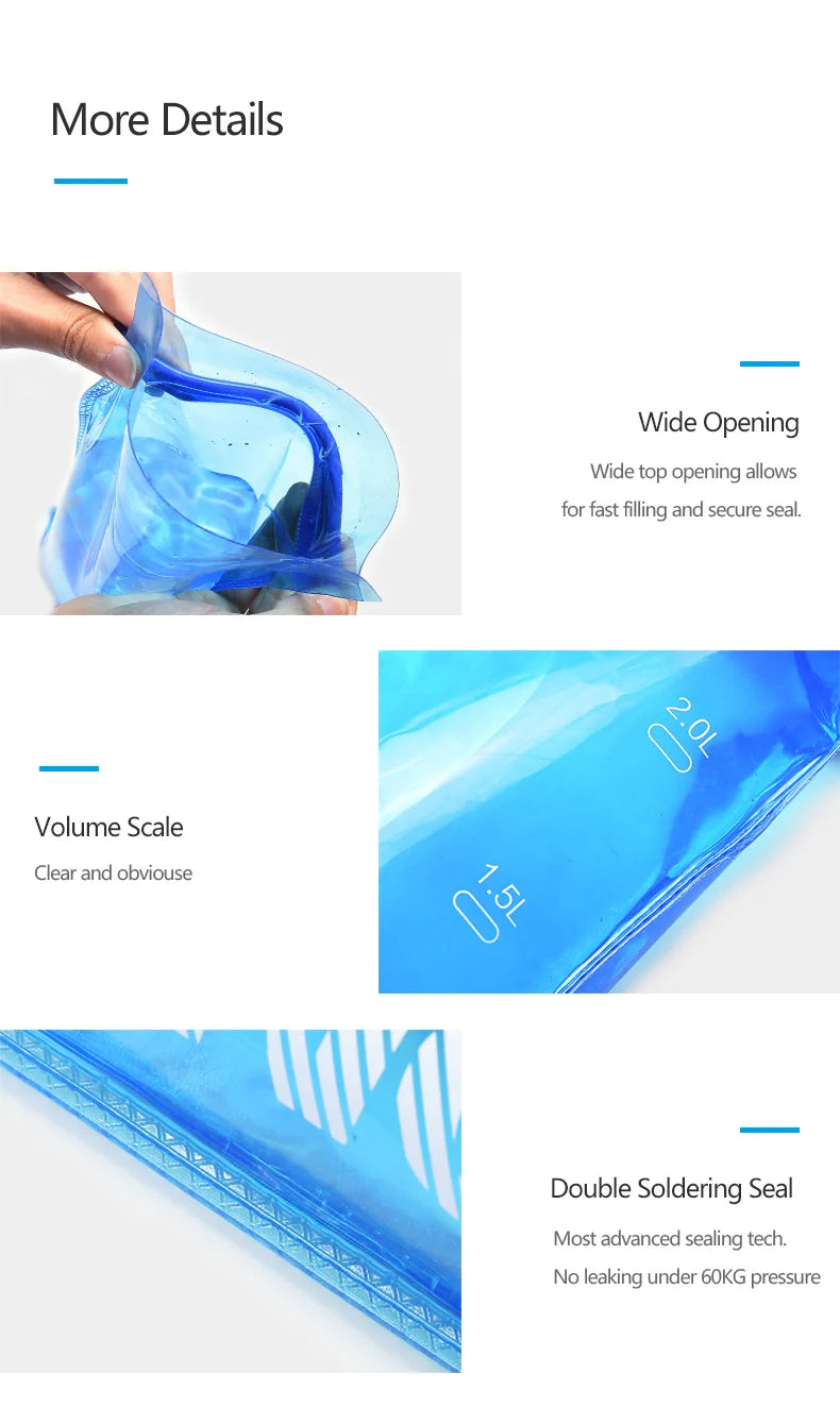 AONIJIE SD51-1L 1.5L 2L 3L Water Reservoir Water Bladder Hydration Pack Storage Bag BPA Free for Running Hydration Vest Backpack