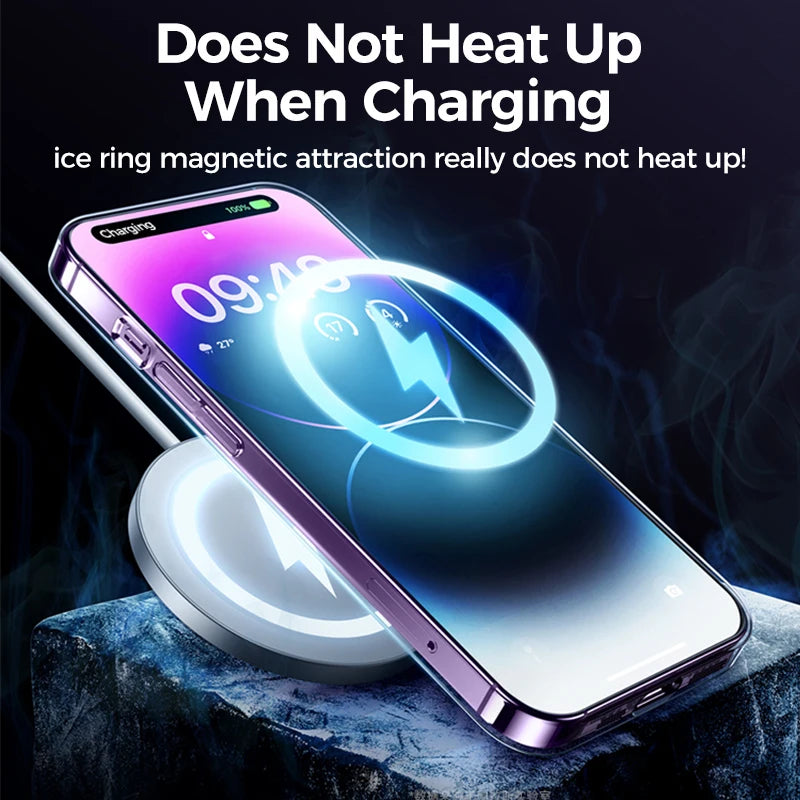 Joyroom Magnetic Case For iPhone 14, 12 Series Transparent Case Wireless Charger Magnet Cover