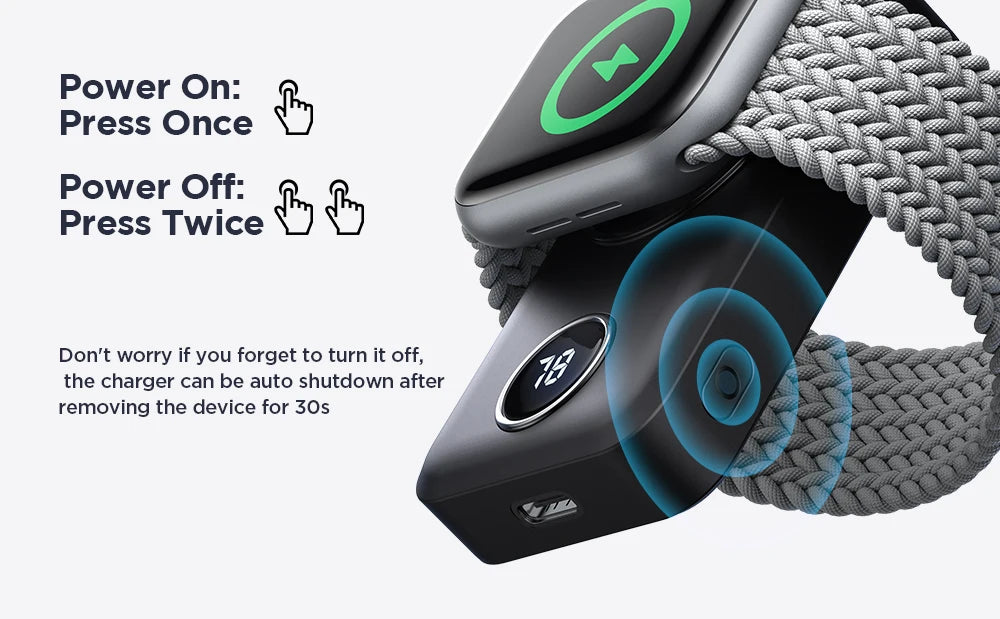Joyroom 2000mAh Portable Wireless Charger: Magnetic Power Bank for Apple Watch Series 8/Ultra/SE/7/6/5/4/3/2