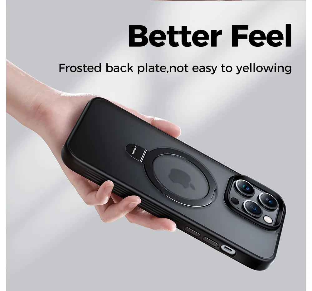Joyroom Magnetic Phone Case for iPhone Frosted Ring Holder Phone Cover