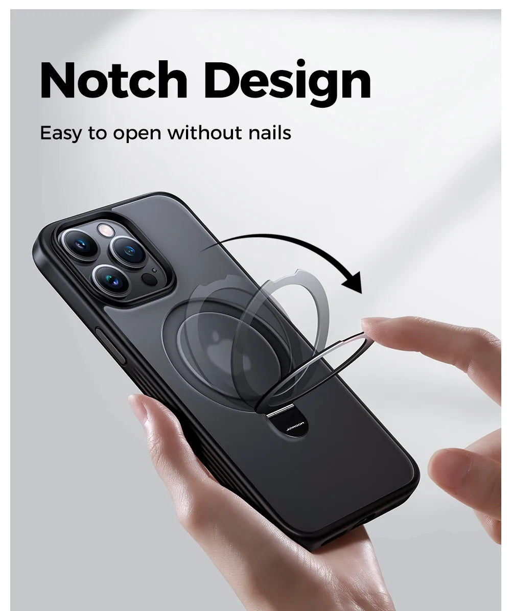 Joyroom Magnetic Phone Case for iPhone Frosted Ring Holder Phone Cover