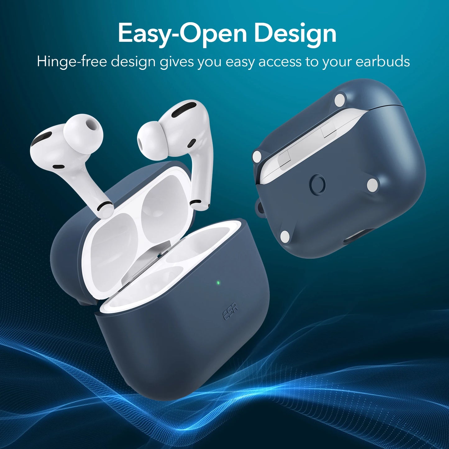 ESR Magnetic Silicone Protective Case for AirPods 3rd Gen (2021) – Wireless Charging Compatible with Keychain Attachment