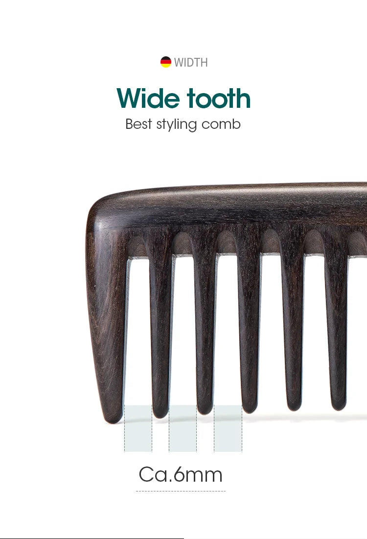 MR.GREEN Natural Wood Luxury Wide Tooth Comb