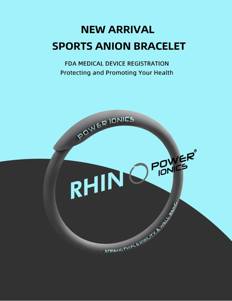 Rhino Power Ionics Unisex Anions Silicone Waterproof Sports Bracelet