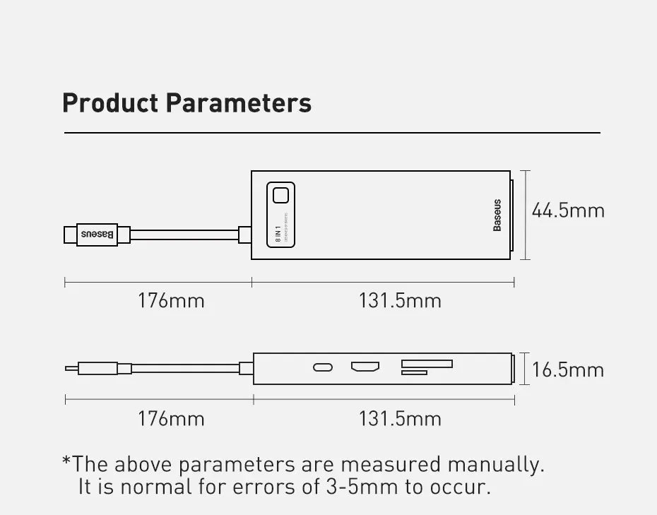 Baseus USB C HUB USB 3.0 3.0 Type C Multi HUB, Ethernet Network HUB Dock Station, Splitter