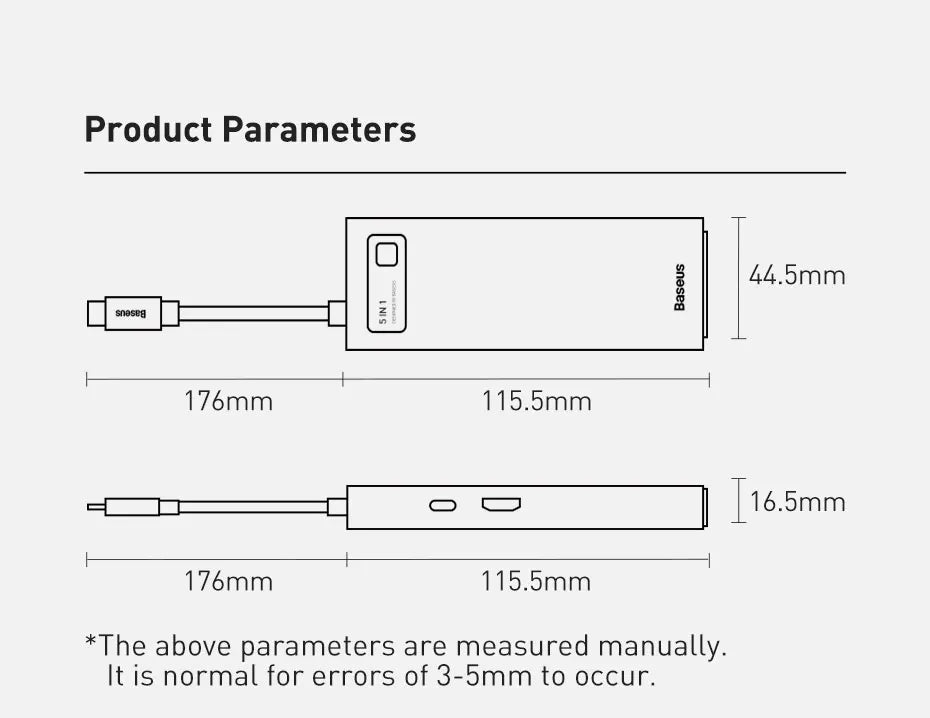 Baseus USB C HUB USB 3.0 3.0 Type C Multi HUB, Ethernet Network HUB Dock Station, Splitter