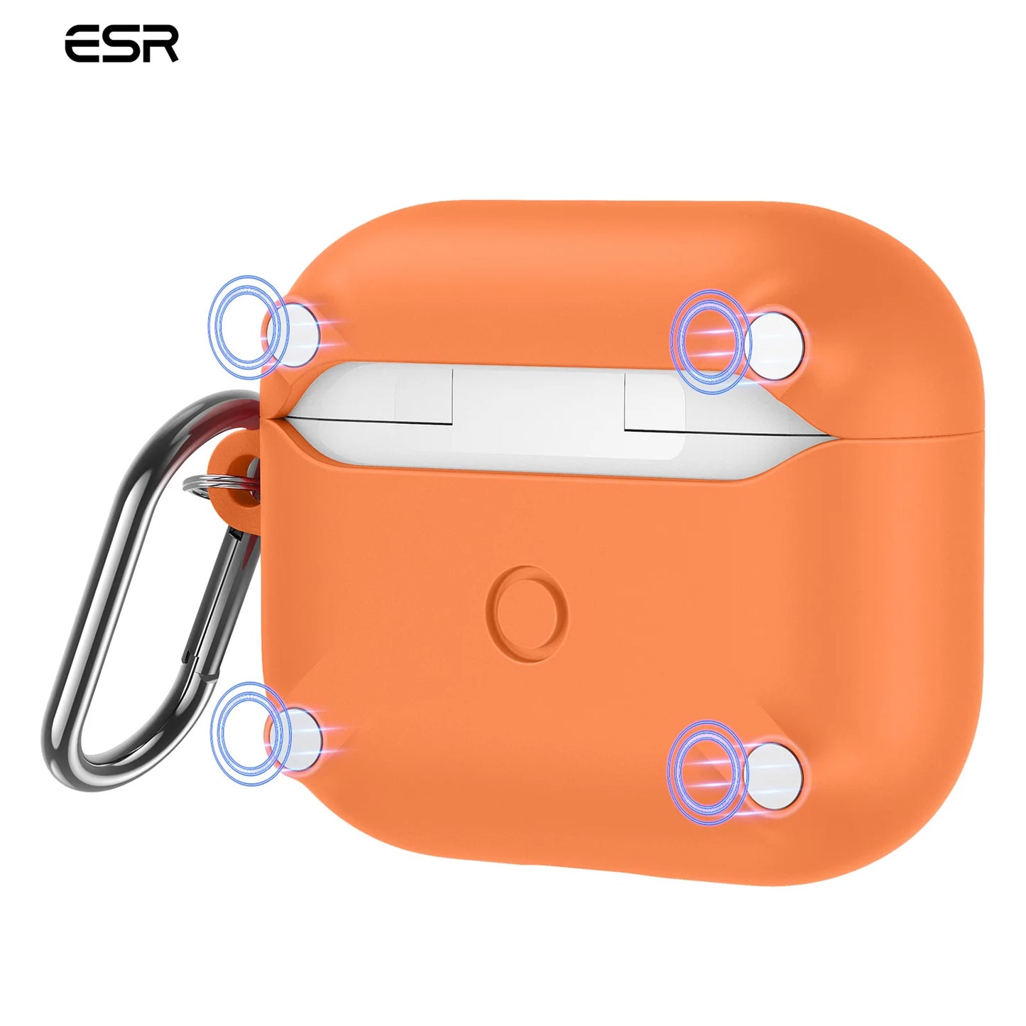 ESR Magnetic Silicone Protective Case for AirPods 3rd Gen (2021) – Wireless Charging Compatible with Keychain Attachment