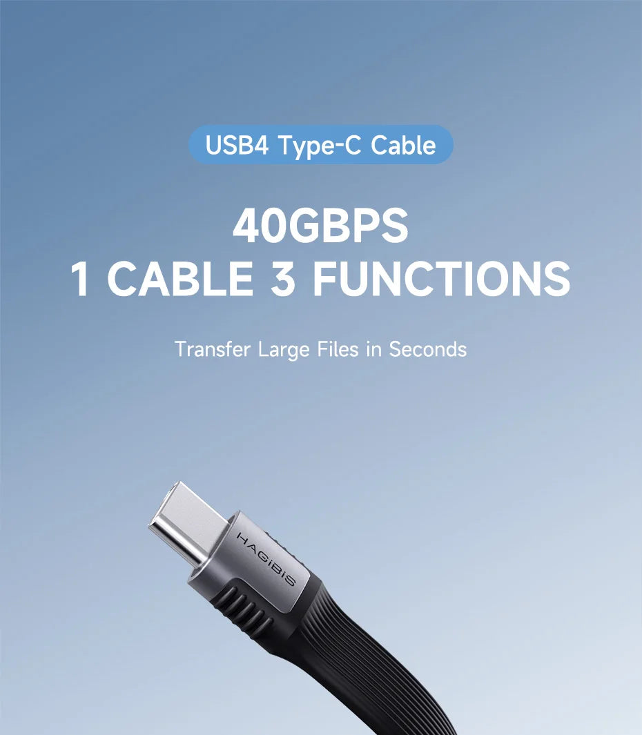 Hagibis USB4 Data Cable 40Gbps USB-C to Type-C, 240W PD Fast Charging, 8K 60Hz Video for Thunderbolt 3/4