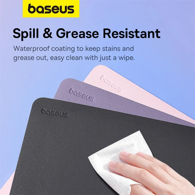 Baseus Colours PU Leather Mouse Mat, Anti-slip & Waterproof, 26x21cm Mouse Pad, Office & School Desk Accessories