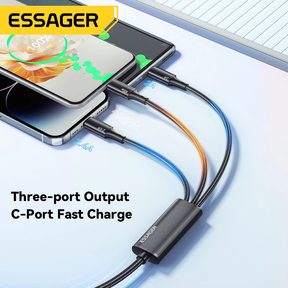 Essager 100W 7A Fast Charger Cable 3-in-1