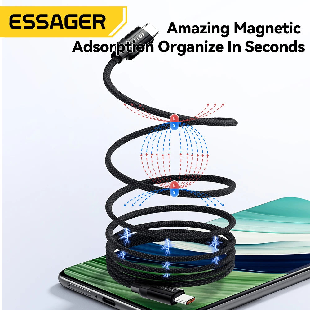 Essager Magnetic 240W USB-C to USB-C PD Fast Charging Cable for Smartphones, Tablets, Laptops, Power Banks  QC 4.0