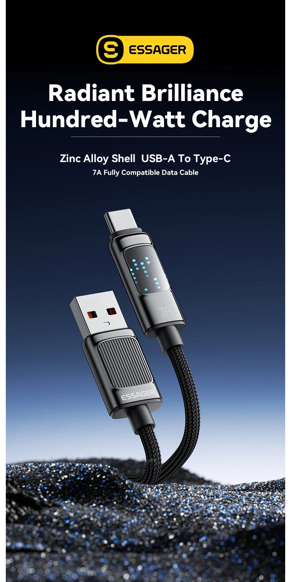 Essager 7A USB Type C Cable 100W/88W Fast Charging USB C