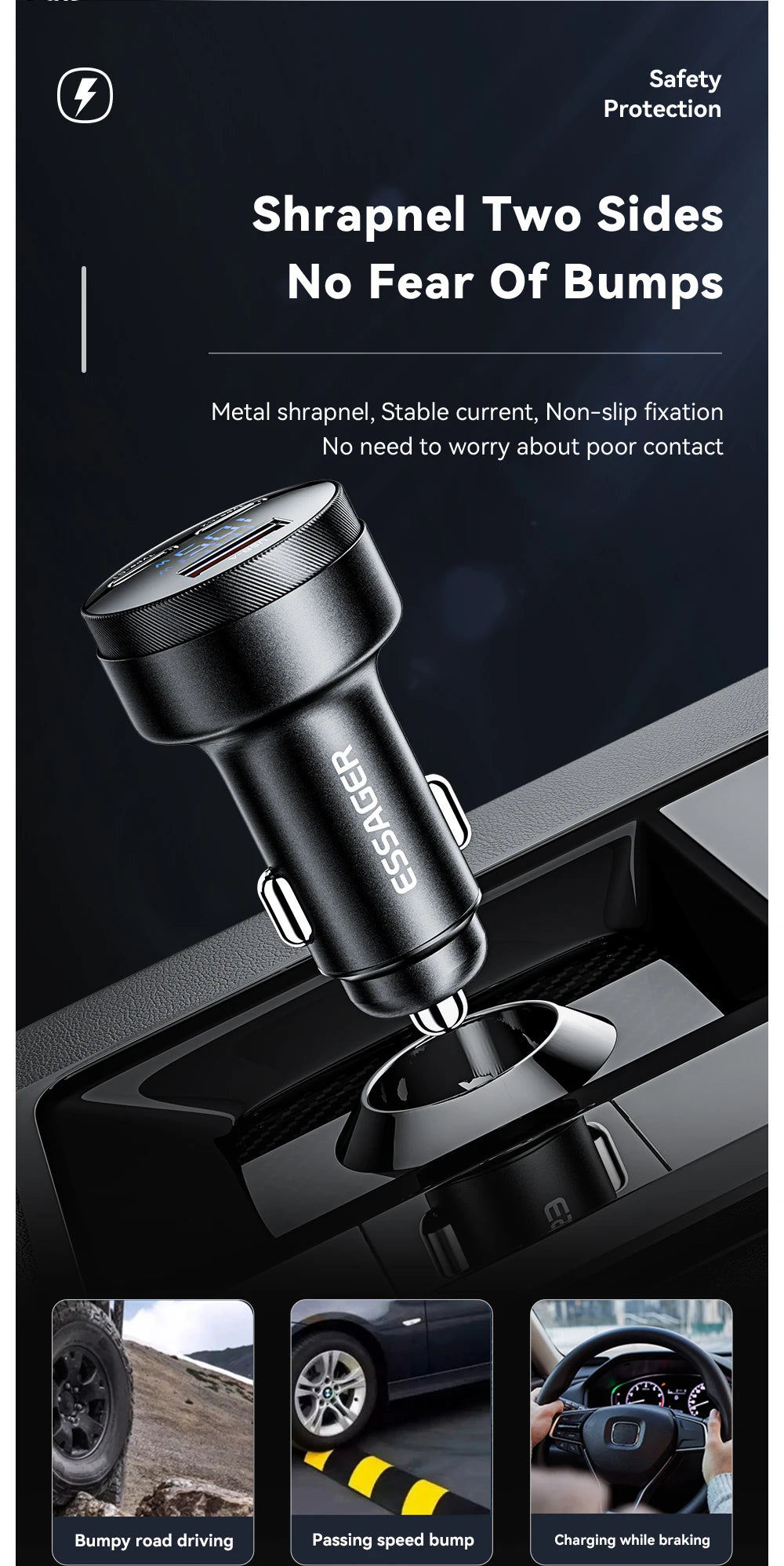 Essager 105W USB Car Charger Quick Charge 4.0 QC4.0 QC3.0 QC SCP PPS PD USB Type C Fast Charging