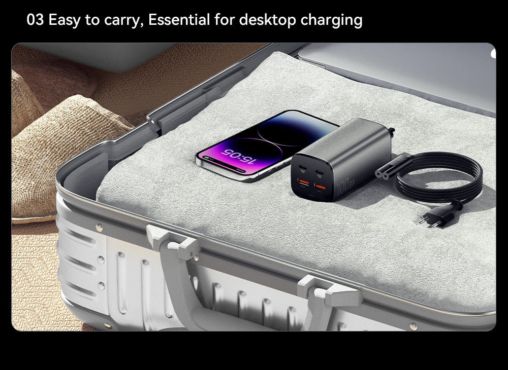 Essager 100W USB-C GaN Charger: Rapid Desktop Fast Charging with QC 4.0 & 3.0