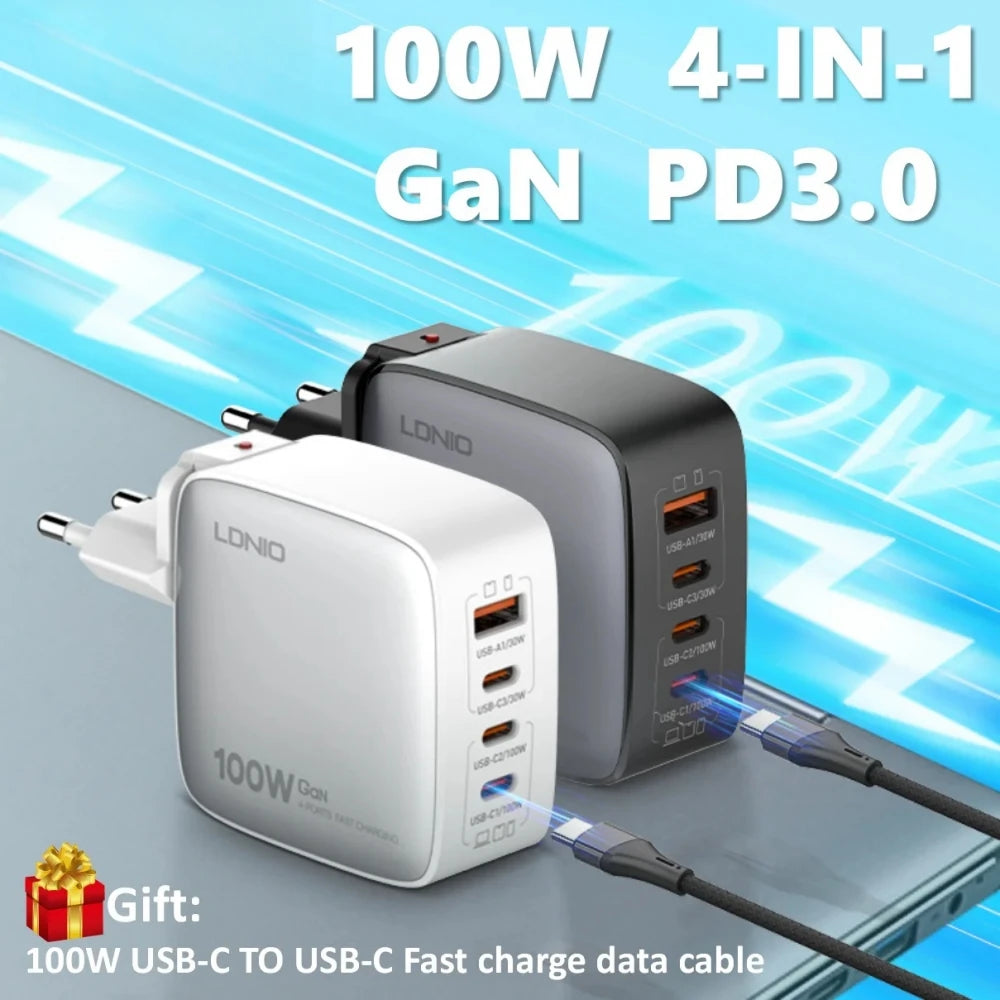 LDNIO 100W GaN Multi-Port Type C Travel/Office Adapter