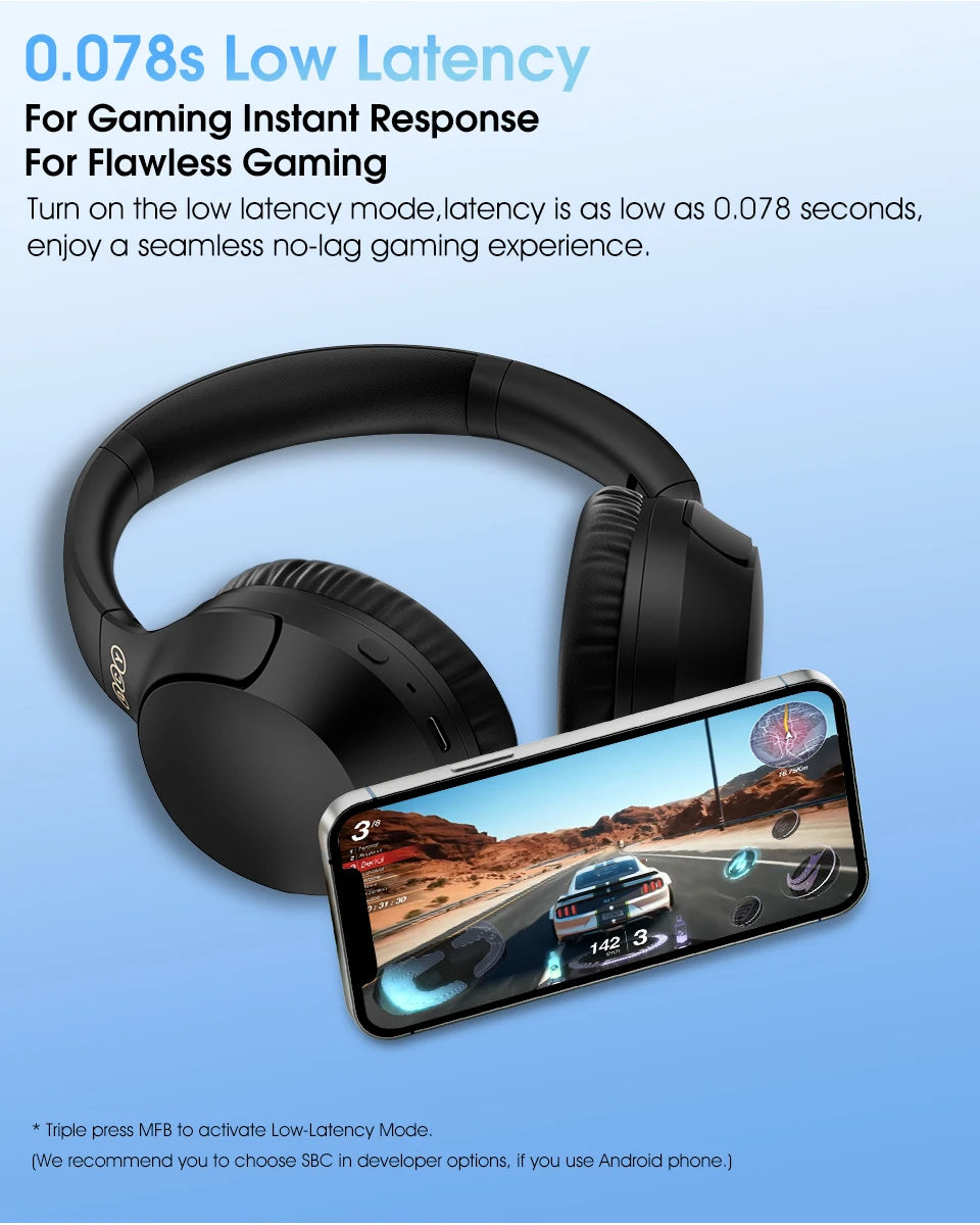 QCY H2 Pro Wireless Headphones – Bluetooth 5.3, 40mm Drivers, 70 Hours Playtime, Dual Connectivity