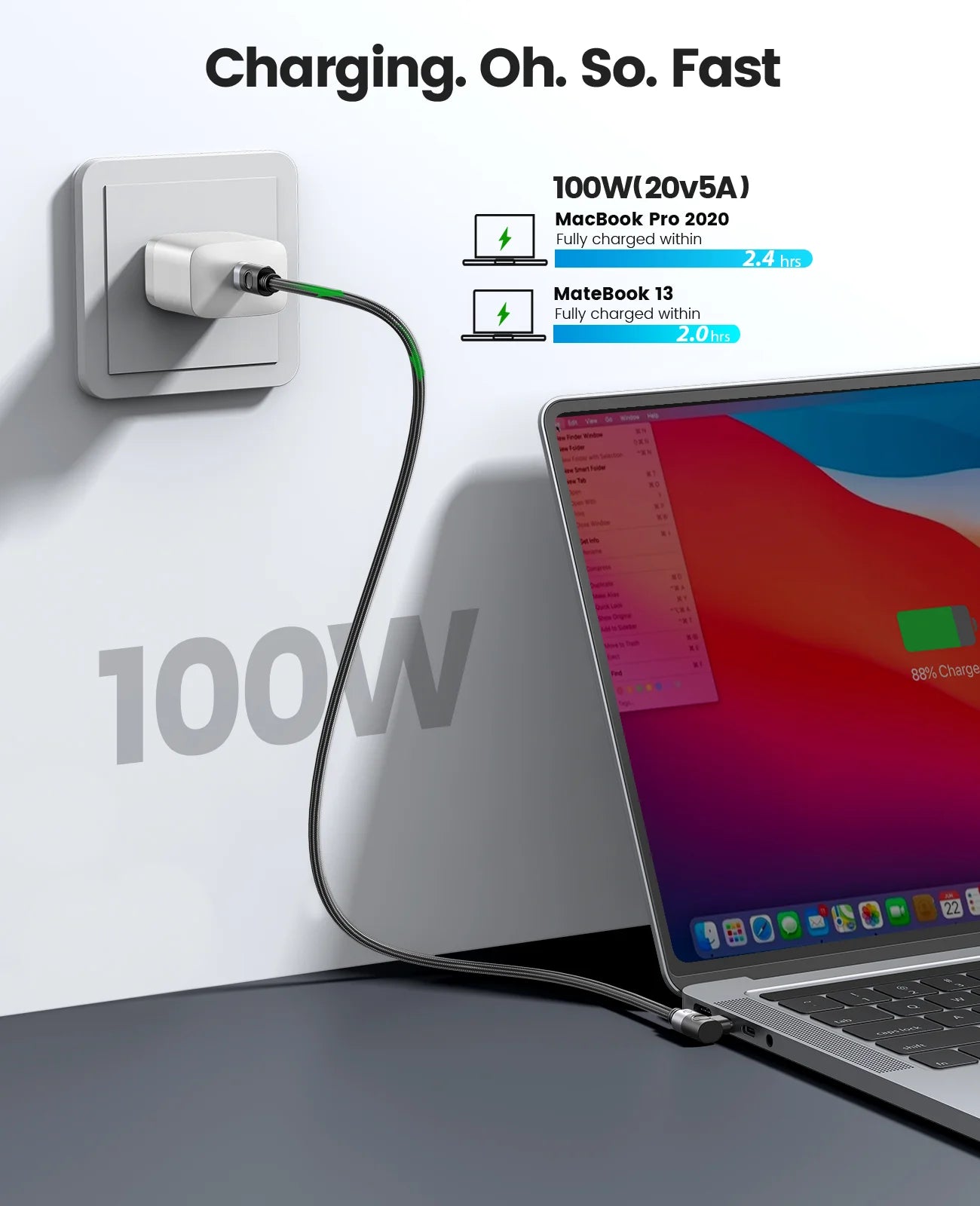 ORICO USB-C Cable PD 100W Fast Charger Kit with LED Display, 5A Quick Charge for MacBook, iPhone, iPad, Samsung