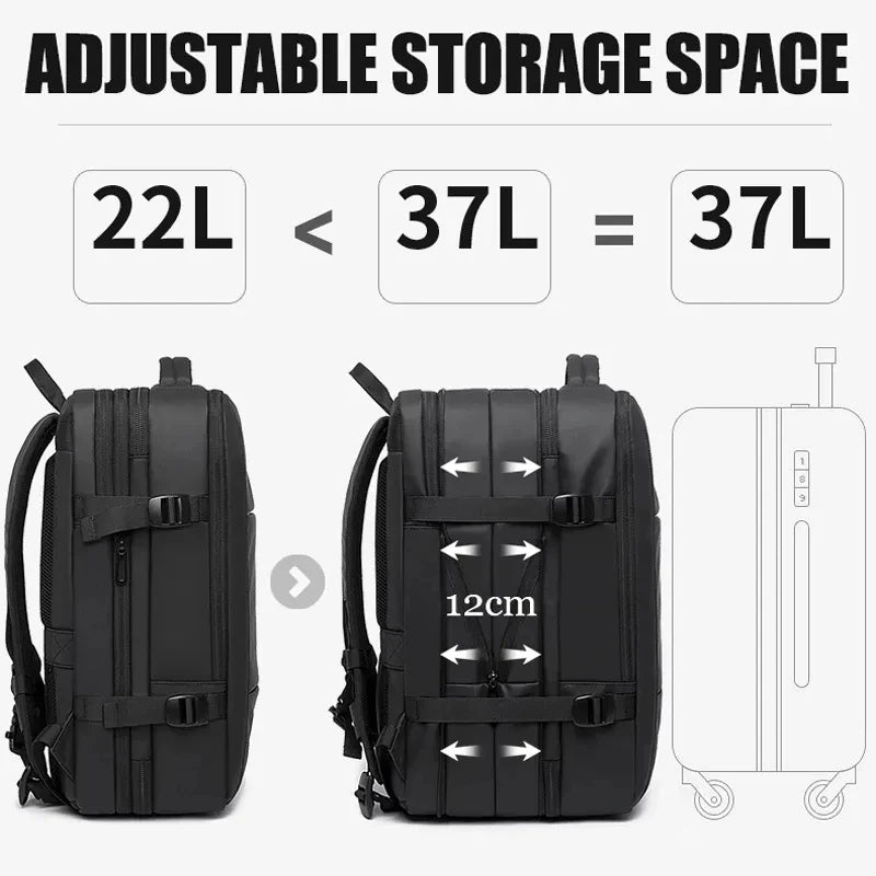 BANGE Travel Backpack Men Business Backpack School Expandable USB Bag Large Capacity 17.3 Laptop Waterproof