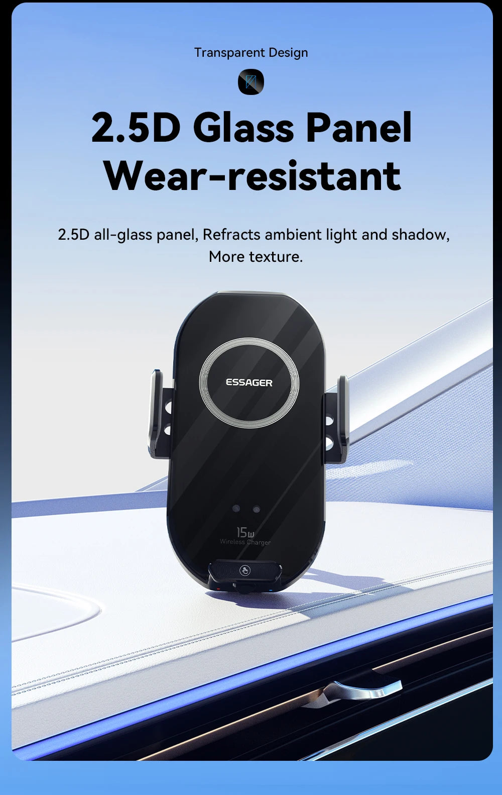 Essager 15W Qi Wireless Charger Car Phone Holder for Air Vent Mount Fast Charging for Smartphones