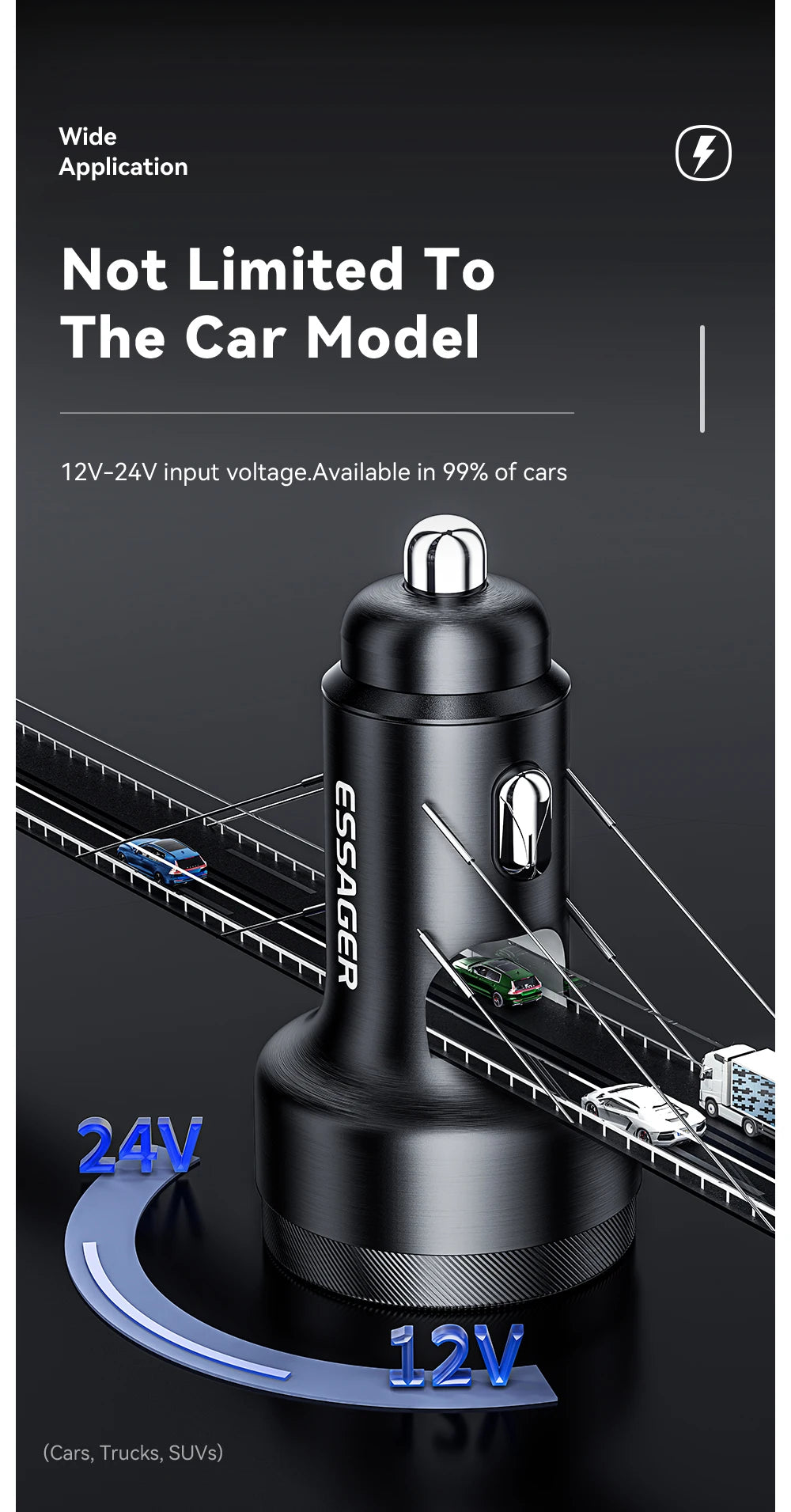 Essager 105W USB Car Charger Quick Charge 4.0 QC4.0 QC3.0 QC SCP PPS PD USB Type C Fast Charging