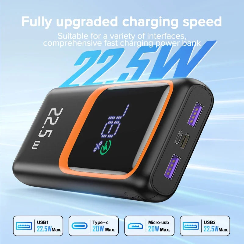 QOOVI 20000mAh Power Bank PD 22.5W Fast Charging Portable Charger