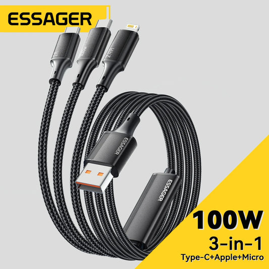 Essager 100W 7A Fast Charger Cable 3-in-1