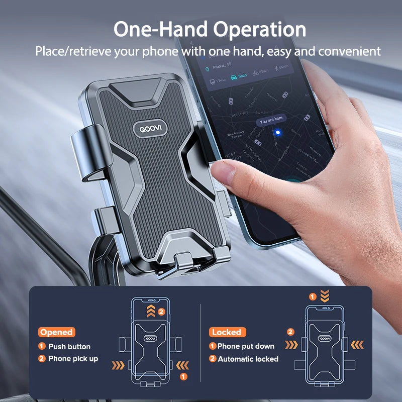 QOOVI Motorcycle/Bike Phone Holder - Universal Mobile Mount for Smartphones