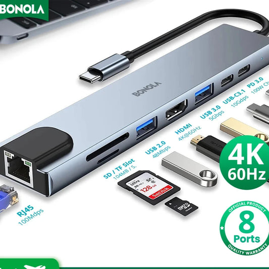 Bonola USB C HUB 4K 60Hz 100W