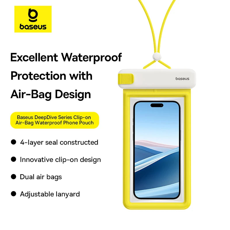 Baseus IPX8 Waterproof Phone Pouch: Universal Underwater Case for Samsung, Xiaomi, iPhone 12-15 and above – Perfect for Swimming & Diving